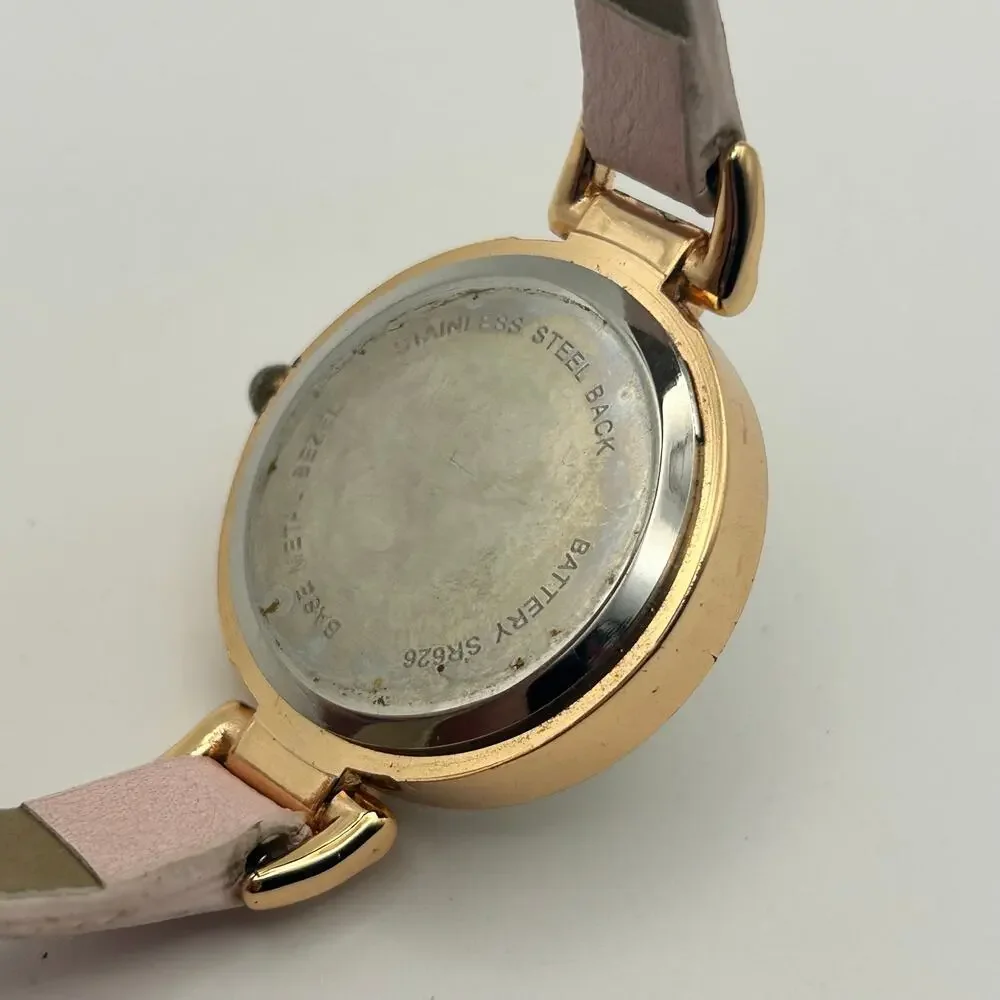 Gold Coast Mother Pearl Dial Crystal Accents Pink Leather Women’s Watch